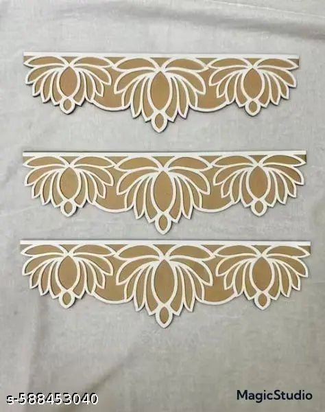 MDF Readymade Umbra Patti Rangoli Mats 4x12 Inches | Pack of 3 Pieces | Easy to Use Rangoli Template | Portable Diwali Decor Stencils