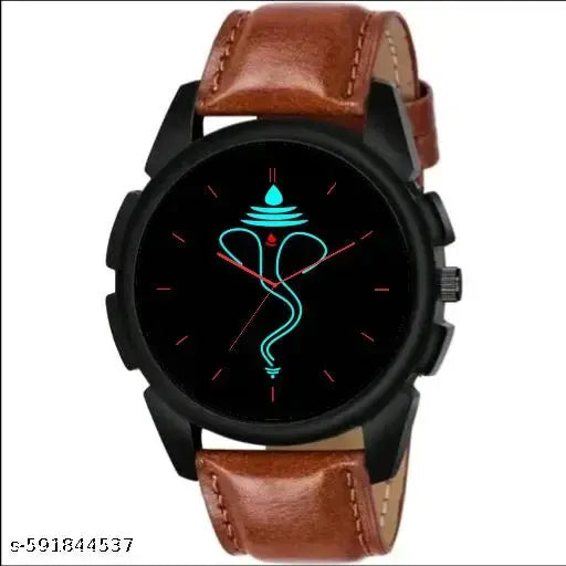 Ganpati bappa design watch for men and boys stylish design watch trendy ledhar belt