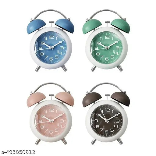 Twin Bell with Matt Colour Table Alarm Clock with Night Led Light for Student for Kids Bedroom