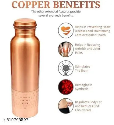 Half Hammerd Pure Copper, Copper+  COPPER BOTTLE, WATER BOTTLE,COPPER BOTTLE,  1000 ml Bottle PACK OF 1.
