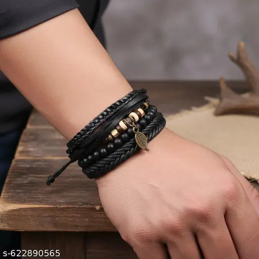black leather bracelet | men leather bracelet | bands for men | bracelets for boys | leather bracelet for men | leather bracelet | fashion bracelet | boys bracelet