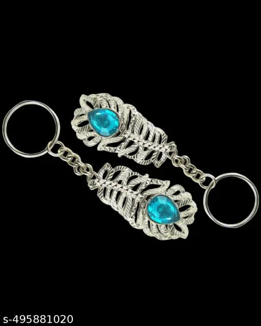 Pack Of 2 Oh My God Key Chain Original (Silver, Colour Blue Ston Pack Of 2)