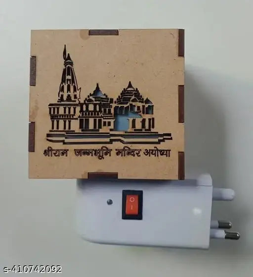 Ram Mandir Ayodhya Kapoordani , Kapurdani , Night Lamp With Kapoordani , Incence Holder , Dupdani , Bukhurdani ,Electric Ceramic Kapoor Dani Stand Kapur Incense Burner Oil Diffuser Cum Night Lamp With Switch For Mandir Gift Pack Of 1