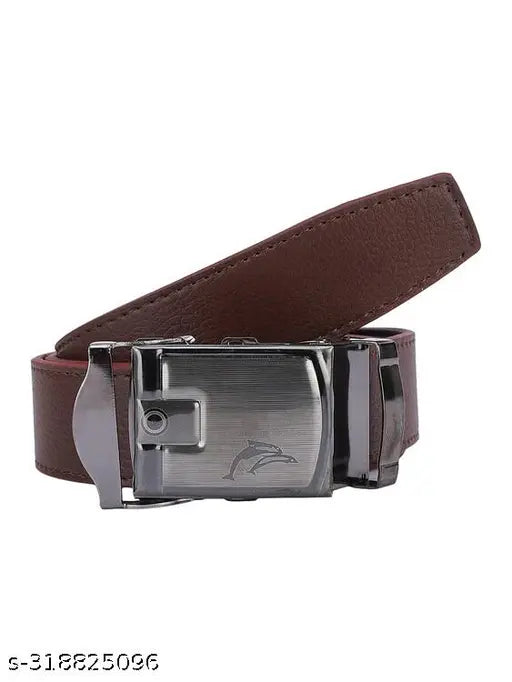 Sunshopping men's black auto lock buckle pu leather belt