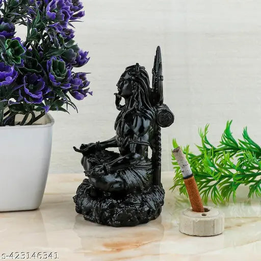 VIVAAN EXIM Premium Resin Lord Shiva Statue for Car Dashboard Decor Idol, God Idols for car Dashboard, Shiv ji ki murti, Adishiva Statue, Lord Shiva Murti showpiece (black)