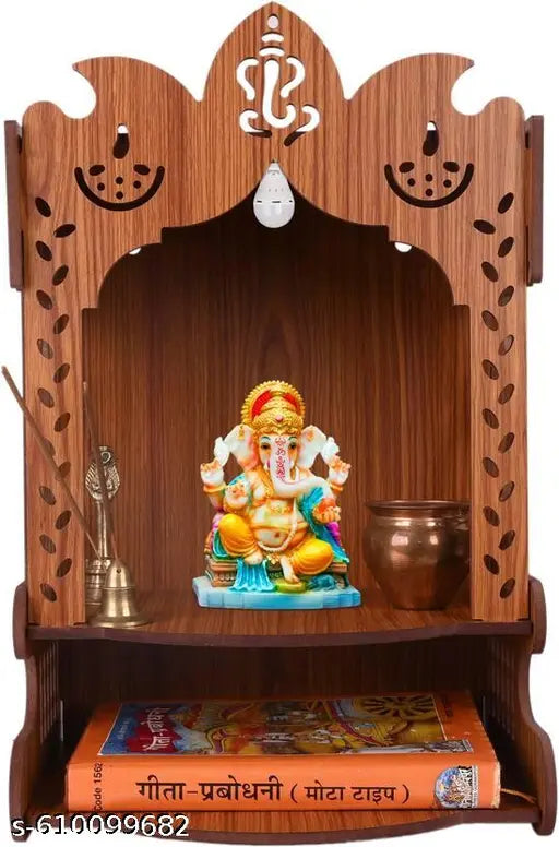 Zuper Wooden Mandir for Home | MDF Temple for Pooja Room & Daily Rituals (Design 813)