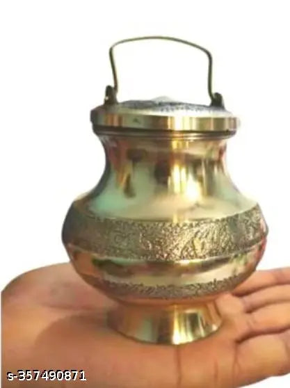 HaridwarDivine | Pure Brass Lota With Cover Brass Pooja Lota Kalash Lota Lota Kamandal Gold Standard