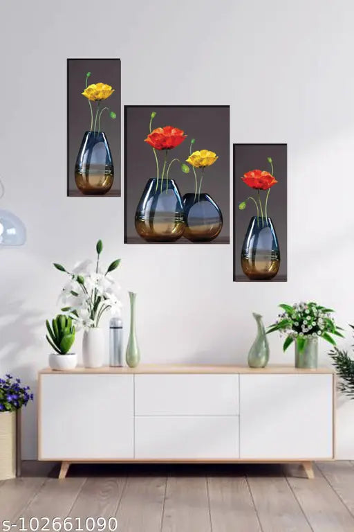 WALLSTOXX Beautiful Set of 3 Wall Painting For Living Room Home Decorated Office Hotel Gift Item 12 Inch * 18 Inch Painting