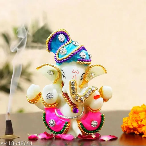 DEVINE Ganesha Murti Idol Murti for car dashboard & Home Decor I Ganpati Murti I Idol for Car I Dashboard Idol I Gift Item Accessories for Dashboard I Vinayagar Statue, Car Decor 3 x 2 x 3 inches,Multicolor, ceramic