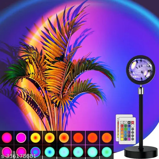 Plastic Lamp Projection Led Lights With Remote, 16 Colors Night Light 360° Color Changing Sunset  / Sun Light / Sunset Red / Rainbow , Night Light For Photography / Room / Bedroom / Car / Pictures