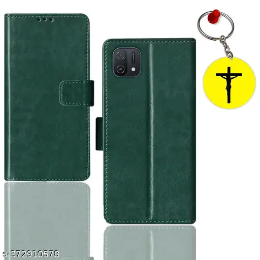 HANIRY FLIP COVER FOR OPPO A16E flip case | CPH2421 flip cover | Free Jesus Cross  Keychain | Green