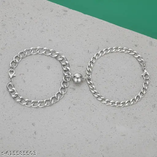 Zaphariq 2 Pcs Mutual Attraction Relationship Matching Ball Shape Magnet Bracelet For Men and Women