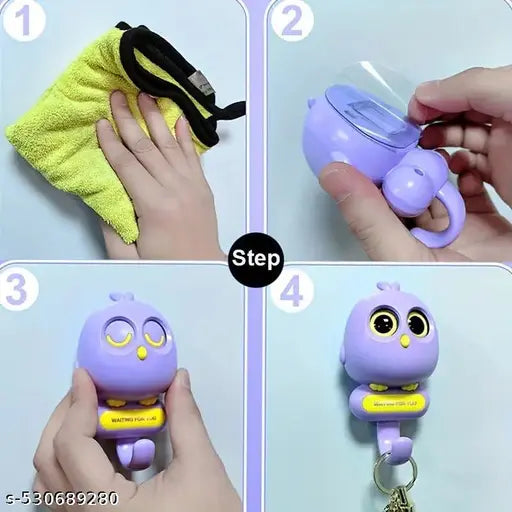 PACK OF 1 Multi-Colour Owl Wall Key Holder Hook with Blinking Eyes - Easy Install, No-Drill for Office, Bedroom, Kitchen & More