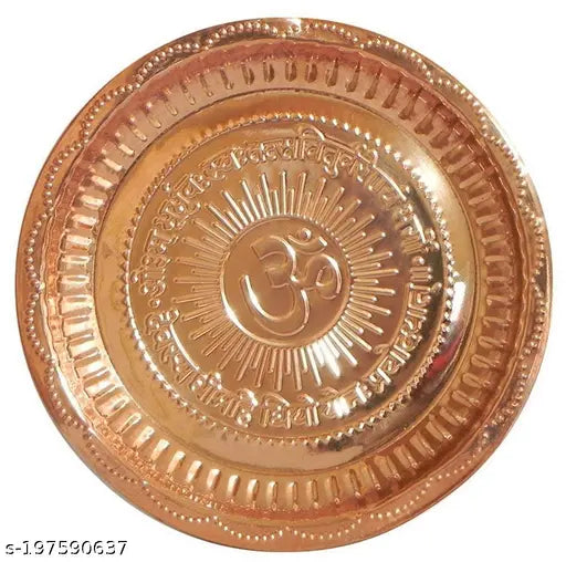 NAVYAKSH Combo of Copper Puja Thali, Lota Kalash and Kubber Deepak for Diwali Pooja Items (Pack of 3)