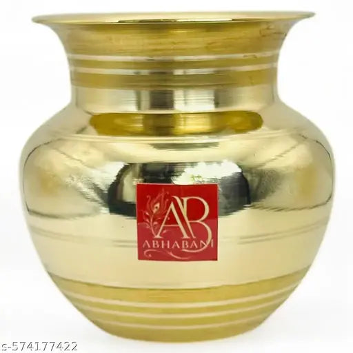Pure Brass Lota for Puja | Heavy Pital Kalash for Home,office,Mandir&Hawan Use | Traditional Pooja Water Pot/Kalash | Medium Size ( Pack of 1 )