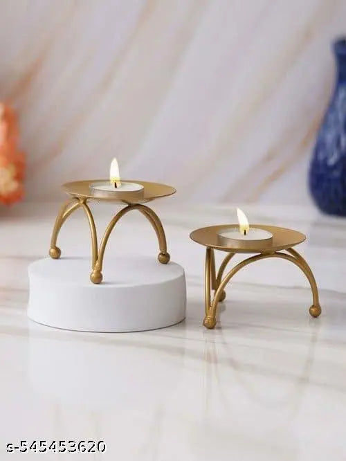 Decorative Tea Light Candles Holders Diwali Decoration Pack of 2 Candle Holders  For Diwali Navratri Festivals Weddind Decor  Brass & Metal Puja Handicrafts Items By HOME HANDI
