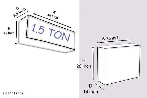 Split AC Cover Set for 1.5 Ton with 32 Inch TV Cover, Waterproof Dustproof Protection, Blue and Navy Leaf Print Design