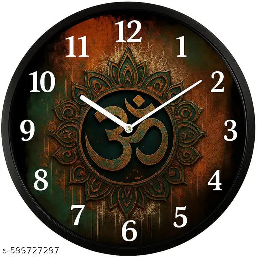 Om Symbol Wall Clock | Spiritual Round Designer Analog Clock for Home