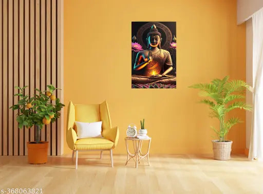 DK RAM Lord Buddha Hindu Religious Poster for Home office Gym Hotel Wall Decor (Size 12x18 Inch)