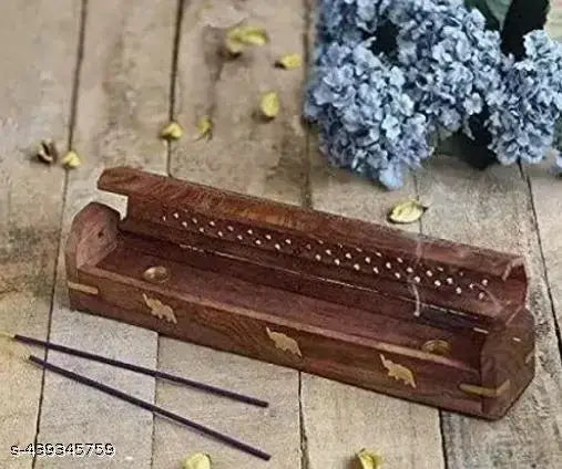 Wooden Agarbatti Stand with Ash Catcher & Dhoop Stick Holder, Agarbatti Stand Incense Holder |Wooden Incense Stick Holder for Home/Temple Decor/Diwali Decoration