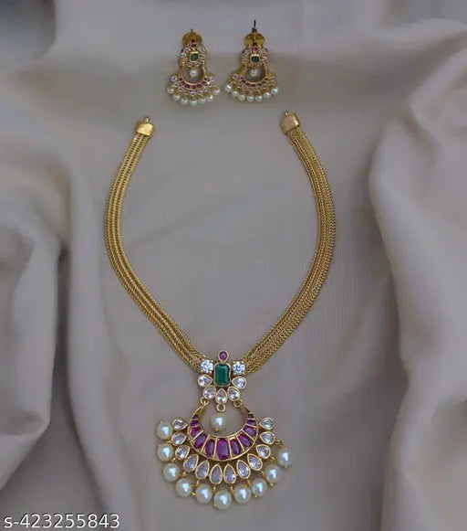 PREMIUM QUALITY MATTE FINISH KEMP NECKLACE WITH EARRING