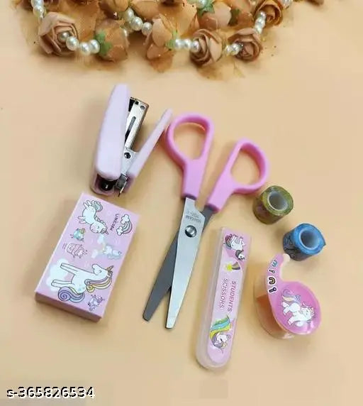 Stapler, Scissor, Washi Tape for Office, School, Home, Portable Mini Size Stapler,400 Staples Blister, Stapler Machine for Paper Mix Colour Yellow, Pink, Purple, Blue