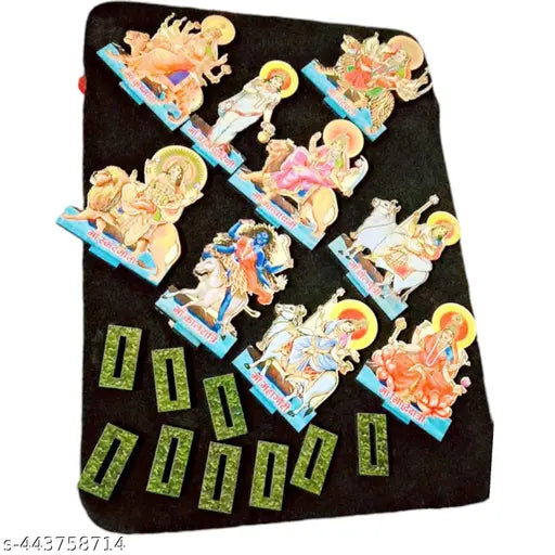 mata nav durga  nav ratrie 9 murtie wooden mdv  seand set GOOD Q