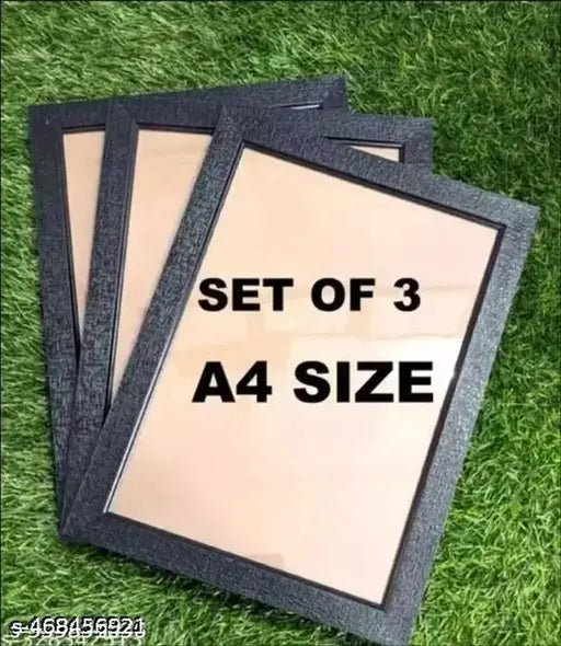 DS Mart A4 SIZE WOOD PHOTO FRAME ( set of 3 black frame )