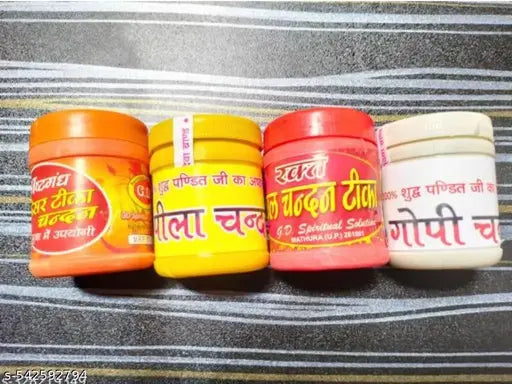 Astgandha 4 chandan yellow red white orange powder combo pack of 4