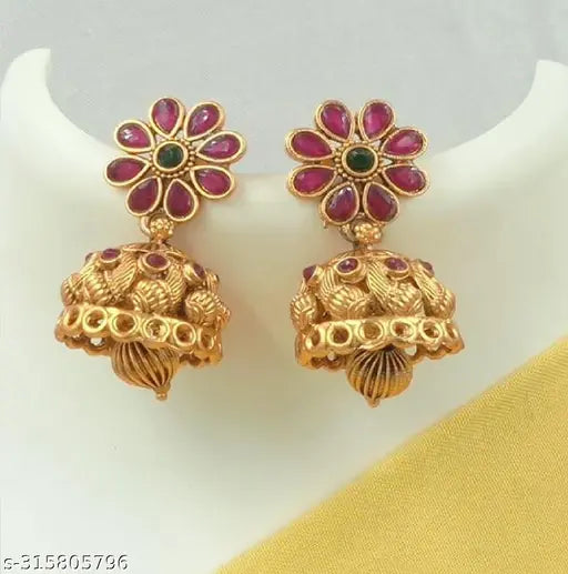 Shilpa creation's Gold plated pearl & ruby studded artificial temple jewellery. Wedding Jewellery Necklace of Adyashree latest jewellery fashion Set For Women II