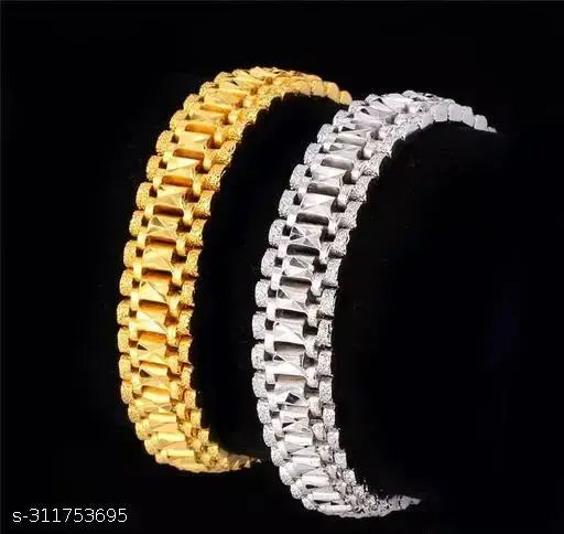 STYLE COMBO OF GOLD AND SILVER  BRECELET