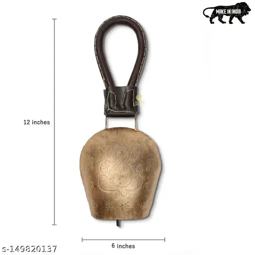 DULI FengShui Vastu Swiss Cowbell  DDLJ Bell Door Hanging Home Office Spiritual Decor Swiss Metal Hanging Bell Ganesha Bell (12x6 inch)
