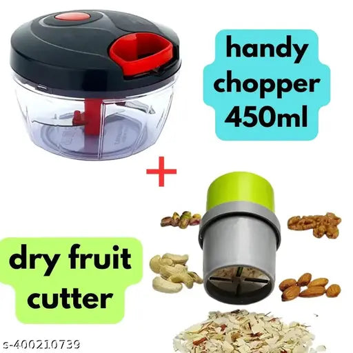 combo of dryfruit cutter & dori chopper Mini Handy and Compact Chopper Effortlessly Chopping Vegetables and Fruits for Your Kitchen Dry Fruit Cutter, Slicer, Grinder, Chocolate Cutter and Butter Slicer with 3 in 1 Blade for Almonds, Cashews etc