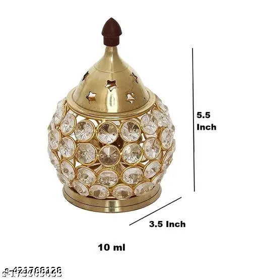 Akhand Diya Brass Metal Crystal Diyas Light Lamp for Pooja | Pooja Diya for House, Office, Mandir | Diwali Gifts | Home Decor Puja Lamp PUJA DIYA