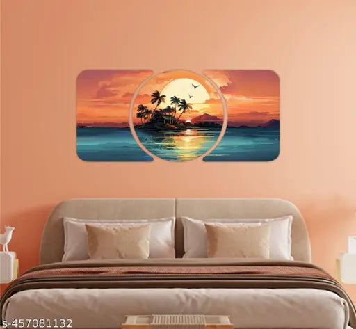 B-art Nature art Large Sparkle Glossy Round Large Painting Digital Reprint 12 inch x 24 inch Painting  (With out Frame) BA-LP-01