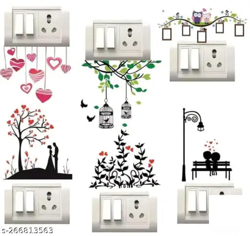 Sr Enterprises Beautiful Couple Switch board Wall Sticker For Living Room, Bedroom ( ideal size on wall: Free Large Size),Multicolour
