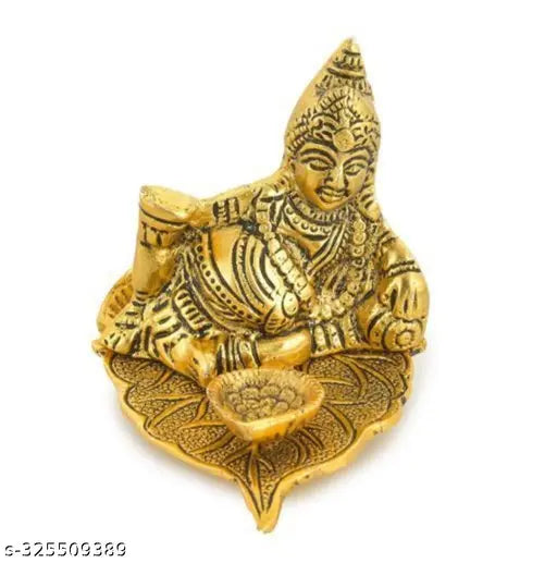 Metal Leaf Kuber with Diya For Home Décor, Gift and Puja Idol Aluminium Table Diya (Height: 2.5 inch) Paan Diya Kuber Diya SP Handicrafts Kubera Deepam, Kubera Deepam, Temple Decor, Kubera Deepam, Kubera Diya | Pooja  Article