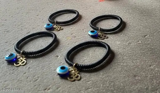 Evil Eye OM Hand Bracelet for Luck Bringing and Protection, Awesome Jewelry and Gift for Women and Men(Nazar Battu) UNISEX pack of 4