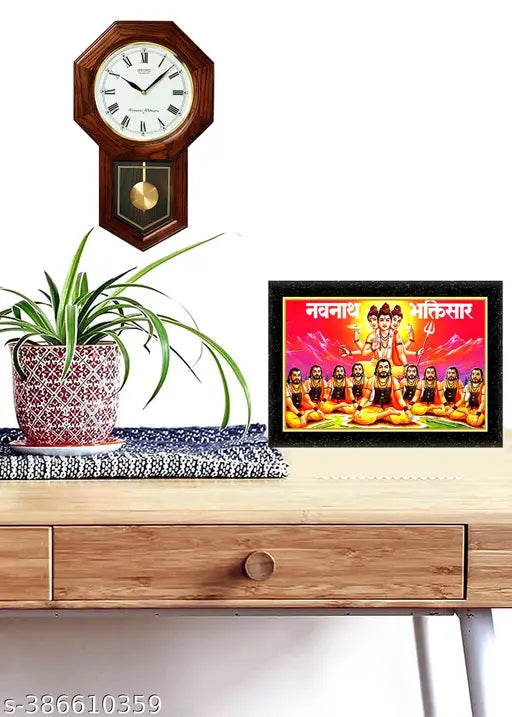 ARAAKA SADHGURU SHREE GORAKHNATH NAVNATH Laminated photo frame for wall, living room, gifts Painting size- 8 height x 6 width inch (Wood Base and Front Laminated)