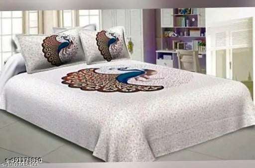 100 % 160 Tc Cotton double bed bedsheet  with 2 pillow cover