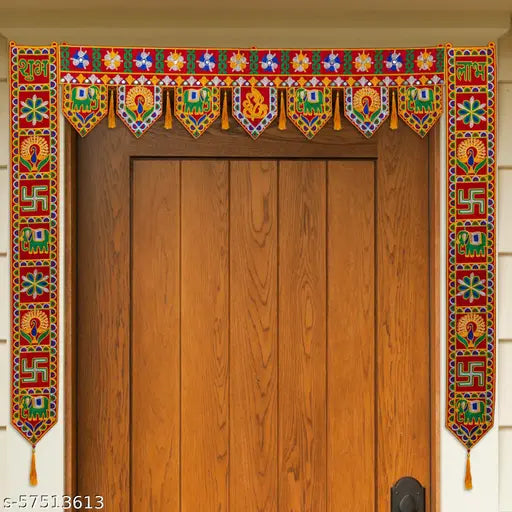 YOURSTY Velvet Bandarwal & Traditional Door Hanging for Home Decoration with Sakh Wedding Decoration