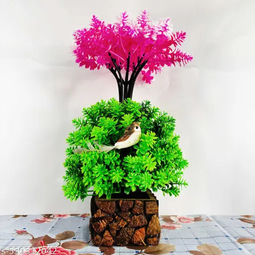 Elencraft® Long Artificial Plant With Premium Wooden Pot For Home, Office, Kitchen, Balcony Decoration, Fake Plant With Multicolour Foliage For Indoor Decoration, Artificial Plant For Home Décor, Tabletop Plant Decor