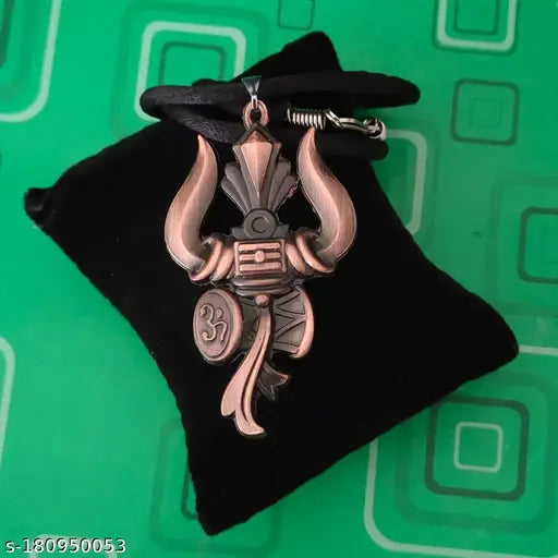 Sullery Lord Shiv Trishul Damaru  With Cotton Dori Copper  Zinc And Metal Pendant Necklace Chain For Men And Women    pendants & lockets
