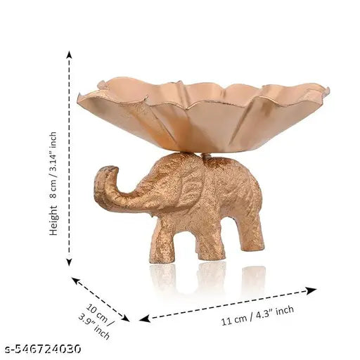 N R CRAFT Metal Flower Shaped Tealight Candle Holder with Detachable Elephant Base - Gold (Pack of 1)