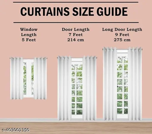 Loom Rush Solid Plain Curtains for Door , Pack of 2, BabyPink