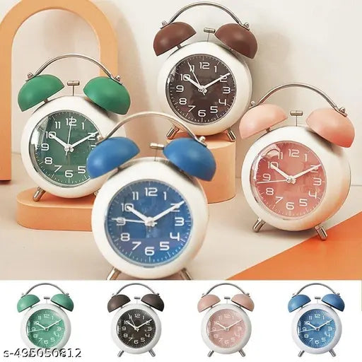 Twin Bell with Matt Colour Table Alarm Clock with Night Led Light for Student for Kids Bedroom