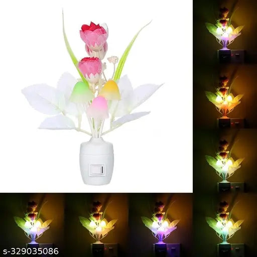 Mushroom LED Night Light Lamp Colour Changing, with on-Off Switch Button (Pack off 1) (Multicolour)