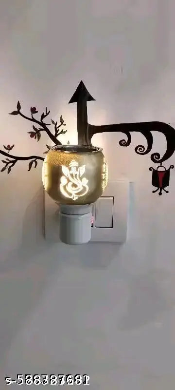 Trendy Ganesh Kapoordani , Kapurdani , Night Lamp With Kapoordani , Incence Holder , Dupdani , Bukhurdani ,Electric Ceramic Kapoor Dani Stand Kapur Incense Burner Oil Diffuser Cum Night Lamp With Switch For Mandir Gift Pack Of 1