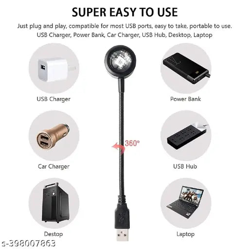 BTK Trade Sunset Projection Lamp With 7 Colors Modes | 13 Functional Modes, 360 Degree Rotation | Usb Night Light Romantic Visual Ambient Light For Bedroom Car Party Selfie Decor, LED, MULTICOLOR