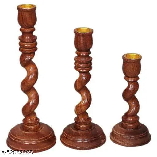 Wooden Candle Holder / Candle Stand Set Of 3
